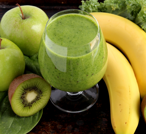 Healthy smoothy, green with bananas